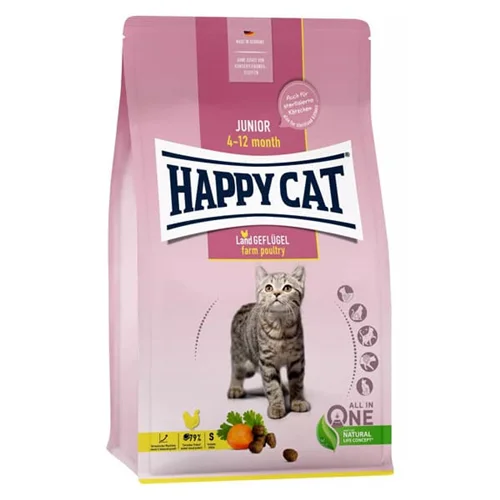 غذای خشک بچه گربه هپی کت با طعم گوشت پرندگان HappyCat Junior Farm Poultry وزن 10 کیلوگرم