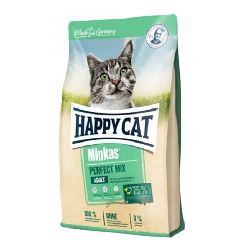 غذای خشک گربه هپی کت مینکاس Minkas perfect Mix وزن 10 کیلوگرم