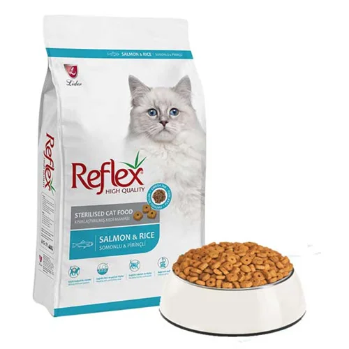غذای خشک گربه رفلکس Reflex Sterilised With Salmon وزن 1 کیلوگرم در زیپ کیپ
